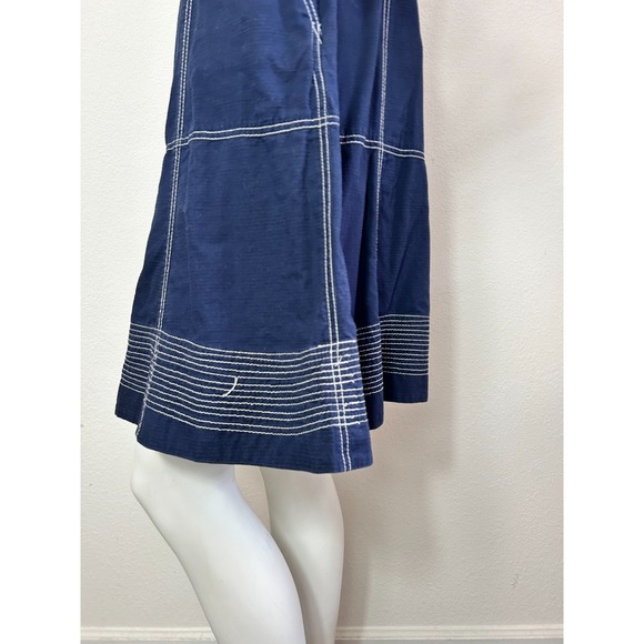 Anthropologie Maeve Dress Size 10 Blue Nautical Sleeveless Fit Flare Pockets - Picture 11 of 12